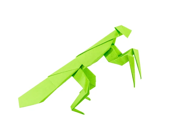 Origami mantis isolado no fundo branco — Fotografia de Stock