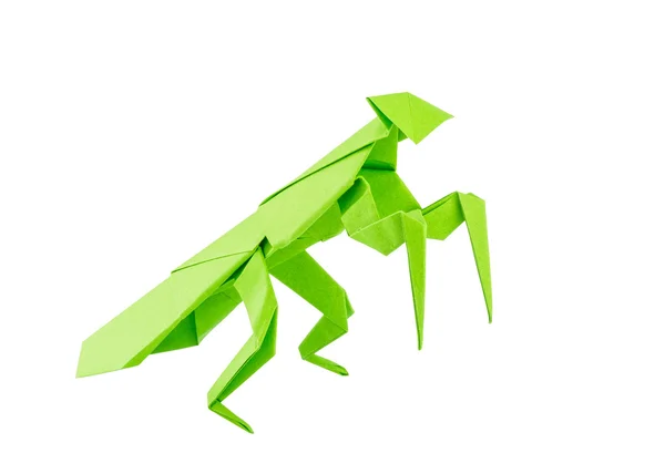 Origami mantis geïsoleerd op witte achtergrond — Stockfoto