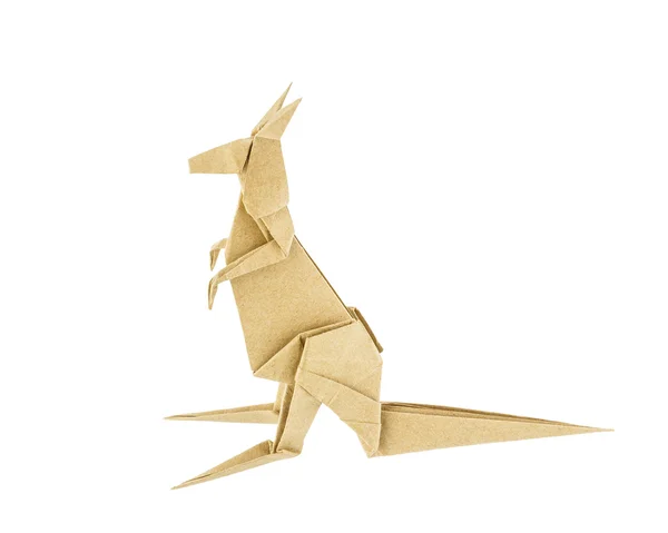 Origami papel de reciclagem canguru isolado no fundo branco — Fotografia de Stock