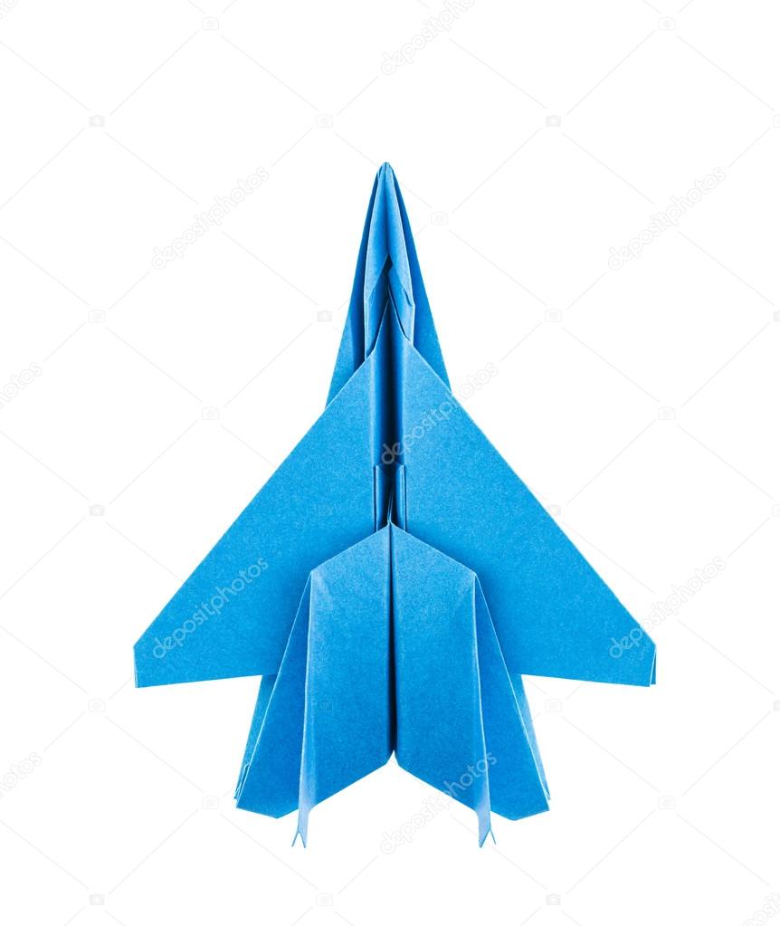 Origami F-15 Eagle Jet Fighter airplane isolated on white backgr