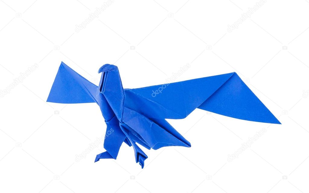 Origami Adler Isoliert Auf Weißem Hintergrund Stockfoto