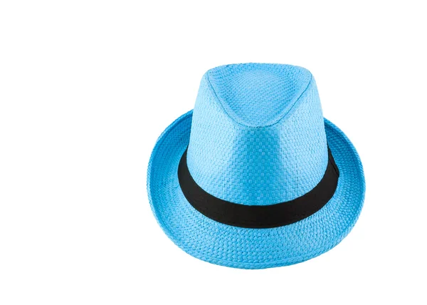 Blue woven hat isolated on white background — Stock Photo, Image