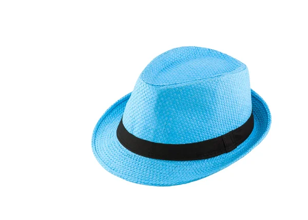 Beyaz arka plan üzerinde izole mavi dokuma şapka — Stok fotoğraf