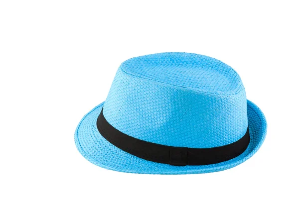 Blue woven hat isolated on white background — Stock Photo, Image