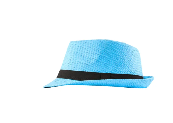 Blue woven hat isolated on white background — Stock Photo, Image