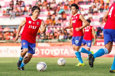 Sisaket Tayland-21 Haziran: Hironori Saruta, Singhtarua Fc. içinde bir