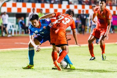 SISAKET THAILAND-JUNE 21: Piyawit Janput of Singhtarua FC. (Blue