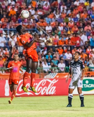 SISAKET THAILAND-MAY 28: Godwin Antwi of Sisaket FC. (orange) in