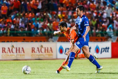 SISAKET THAILAND-AUGUST 13: Victor Amaro of Sisaket FC. (orange)