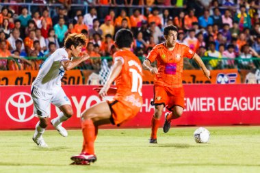 SISAKET THAILAND-JULY 13: Gorka Unda of Sisaket FC. (orange) in