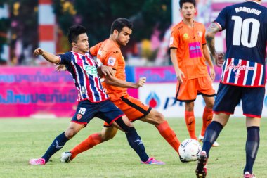 SISAKET THAILAND-AUGUST 3: Victor Amaro of Sisaket FC. (orange)