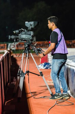 SISAKET THAILAND-OCTOBER 29: Cameraman during Thai Premier Leagu