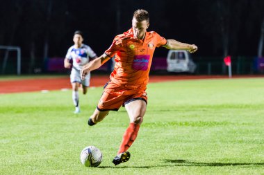 Sisaket Tayland-Ekim 22: Brent Mcgrath shooti Sisaket Fc.
