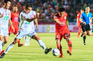 SISAKET THAILAND-FEBRUARY 18: Tatree Seeha of Sisaket FC. shooti