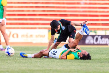SISAKET THAILAND-APRIL 4: Physical therapists of Port FC. (black