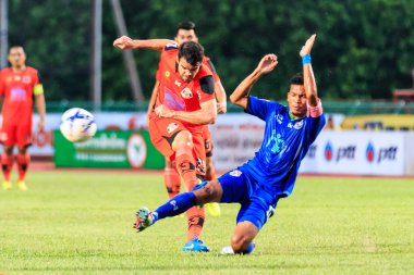 SISAKET THAILAND-JUNE 21: Victor Amaro of Sisaket FC. (orange) s