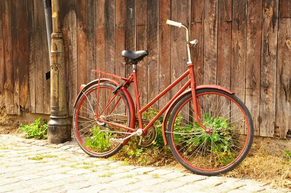 Old Red Bicycle Visby Sweden — Stock Photo, Image