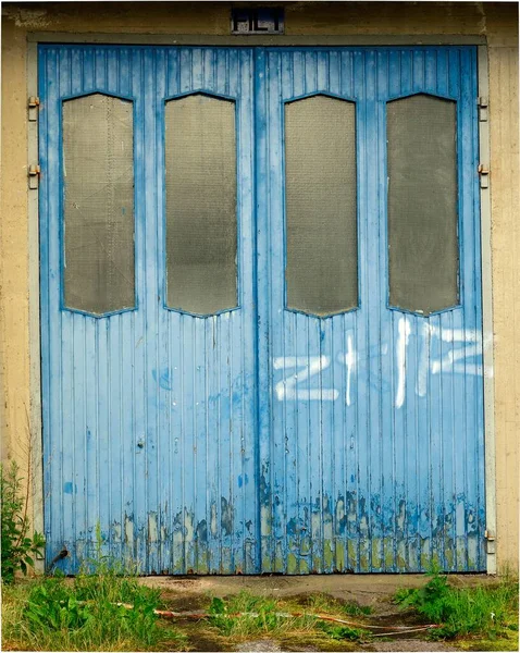 Old Blue Door Lot Patina — Fotografia de Stock