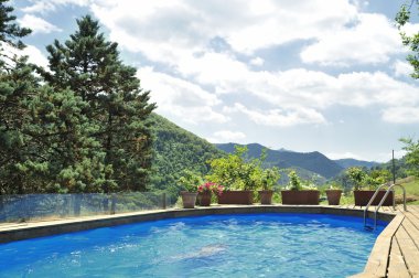 Italian countryside with pool clipart