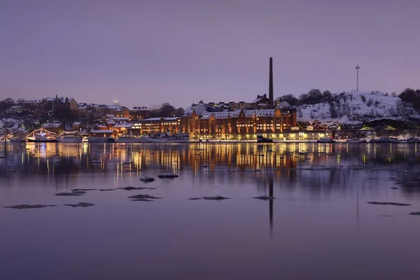 Stockholm embankment with boats — Stock Photo, Image