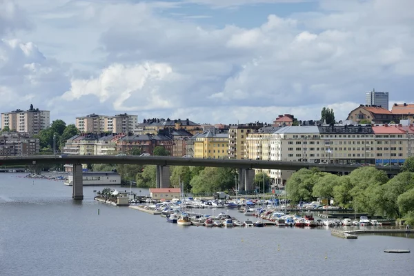 Stockholmer Damm mit Booten — Stockfoto