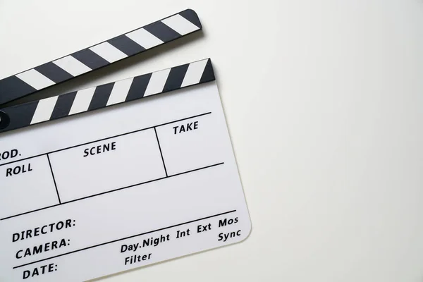 Movie Clapper White Table Background Film Cinema Video Photography Concept — Stock Photo, Image