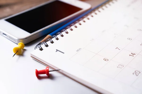 Detail Kalendáře Pozadí Stolu Plánování Obchodní Schůzky Nebo Koncepce Plánování — Stock fotografie