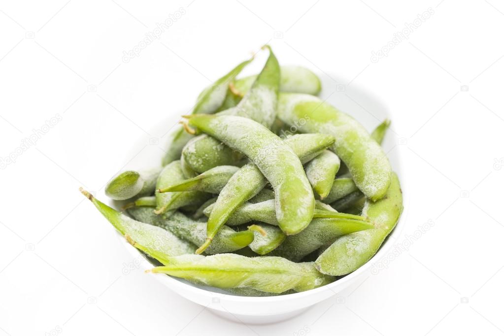 Frozen food, boiled soybeans in the pod Edamame 