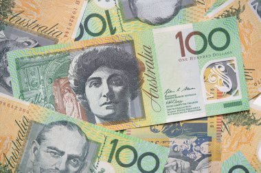 Avustralya 100 dolarlık banknotlar, finans, para ve iş konseptini kapat