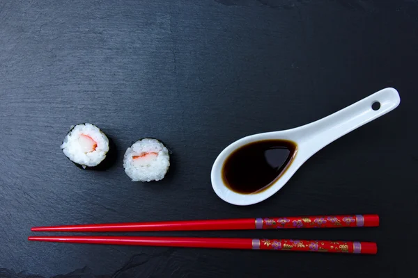 Maki, surimi, a pala, felülről — Stock Fotó