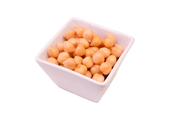 ゆでひよこ豆の正方形ボウル — ストック写真