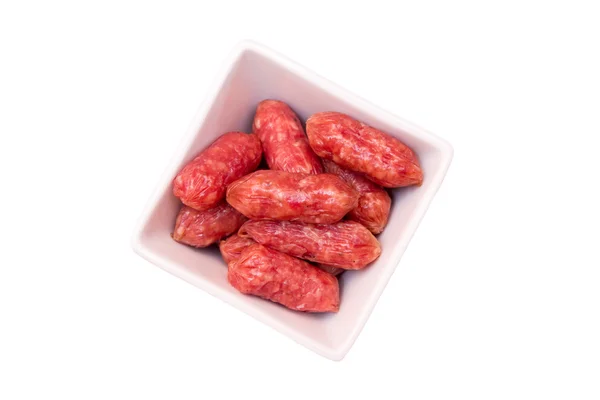 Yukarıda da görüleceği bir kare kase üzerinde küçük sosis