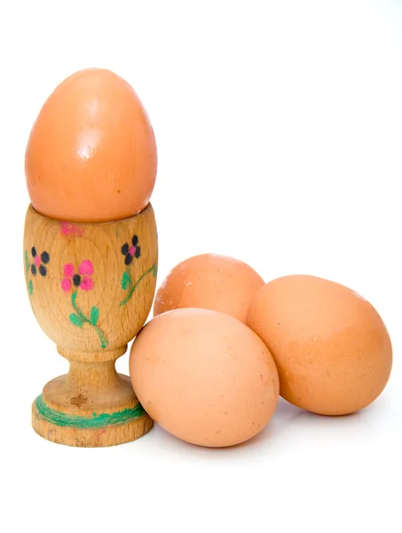 Egg cup met eieren — Stockfoto