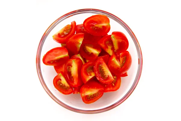 Plastry pomidora na górnej miski — Zdjęcie stockowe