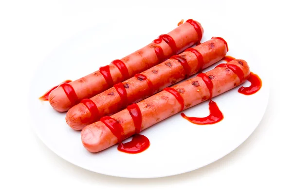 Sausages with Tomato Sauce — Stock Photo, Image