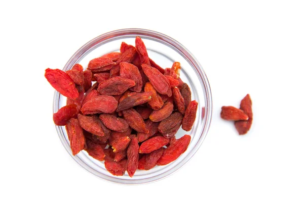 Tazón de bayas de Goji en la parte superior —  Fotos de Stock