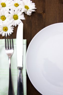 Cutlery and plate with flowers