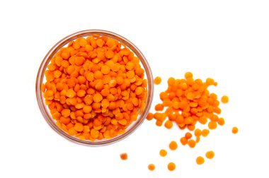 Kupa yukarıdan kırmızı mercimek