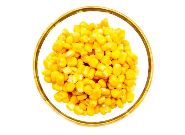 Sweet corn on the bowl from above — Stock Photo, Image