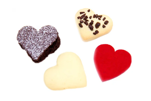 Cakes and cookies in the shape of heart — Stock Photo, Image