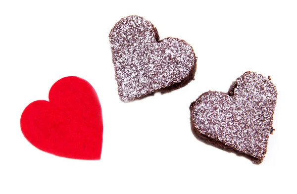 Pastry heart-shaped chocolate from above — Stock Photo, Image