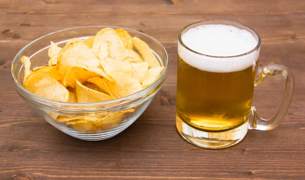 Beer mug with chips of wood — Stock Photo, Image