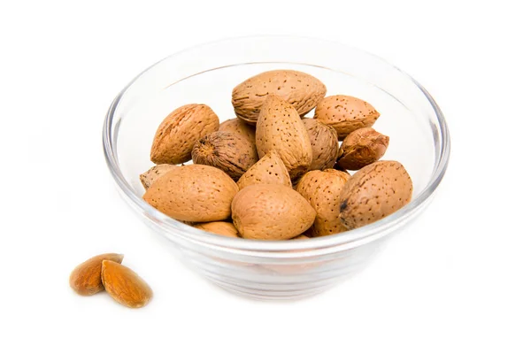 Kacang almond di mangkuk — Stok Foto