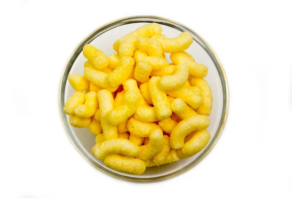 Corn snacks skålen på toppen — Stockfoto