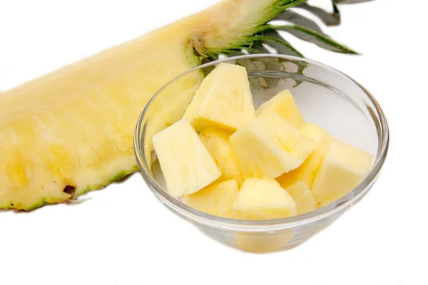 Pineapple cubes on bowl — Stock Photo, Image