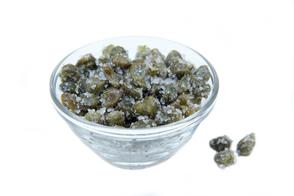 Salted capers in bowl