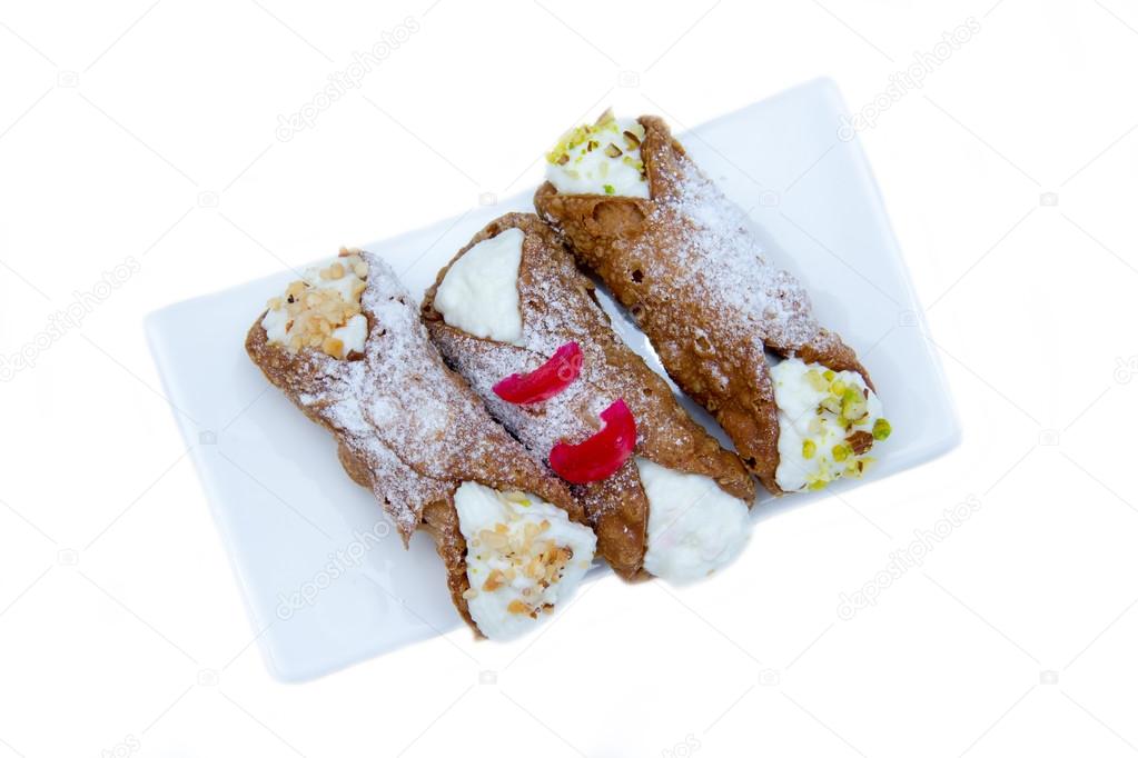 Cannoli with ricotta cheese from above