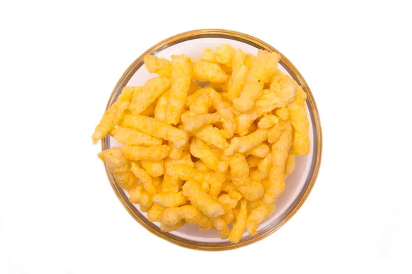 Snack kom maïs kaas bovenop — Stockfoto