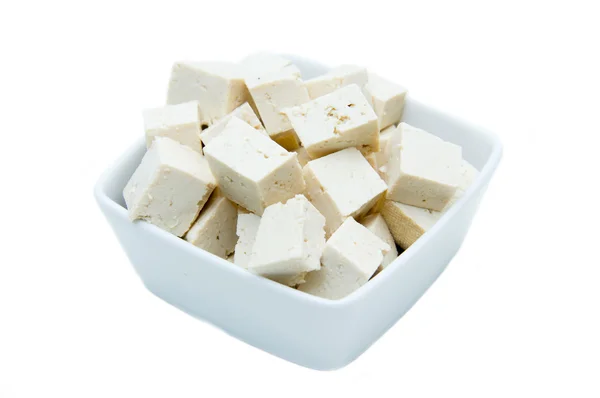 Cubes of tofu square bowl — Stock Photo, Image