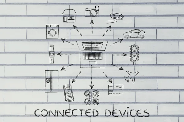 连接的设备的概念 — 图库照片